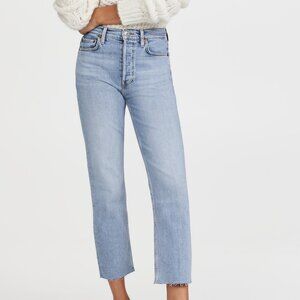 RE/DONE 70s High Rise Comfort Stretch Stove Pipe Jeans in color Mid 90s